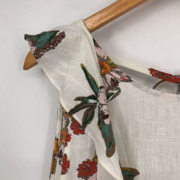 Free People Summer in Tulum Cream Floral Bow Tie Back Printed Top size Medium - Picture 5 of 14